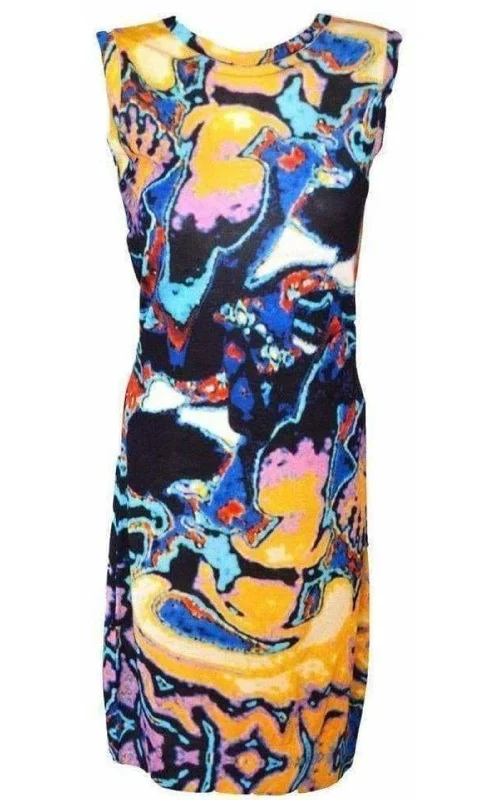 All Over Brain Sleeveless Silk Knit Dress