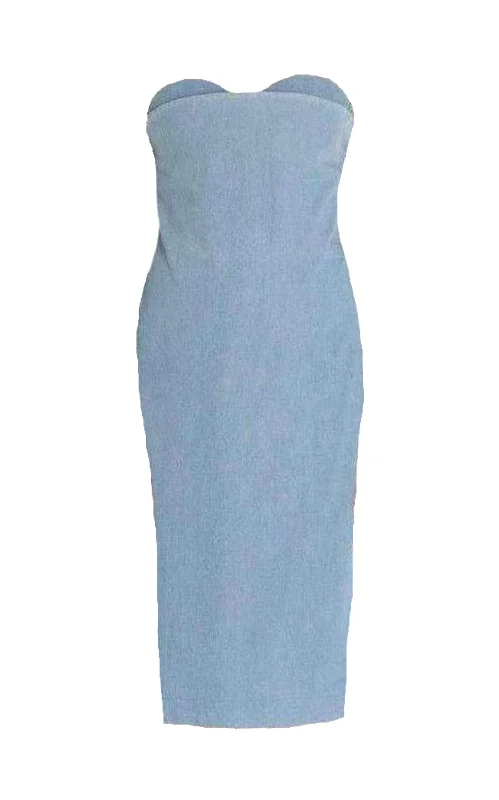 Blue Boned Light Weight Denim Dress