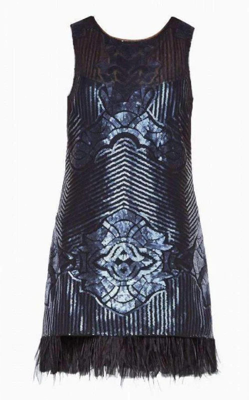 Caterina Sequin Feather Dress