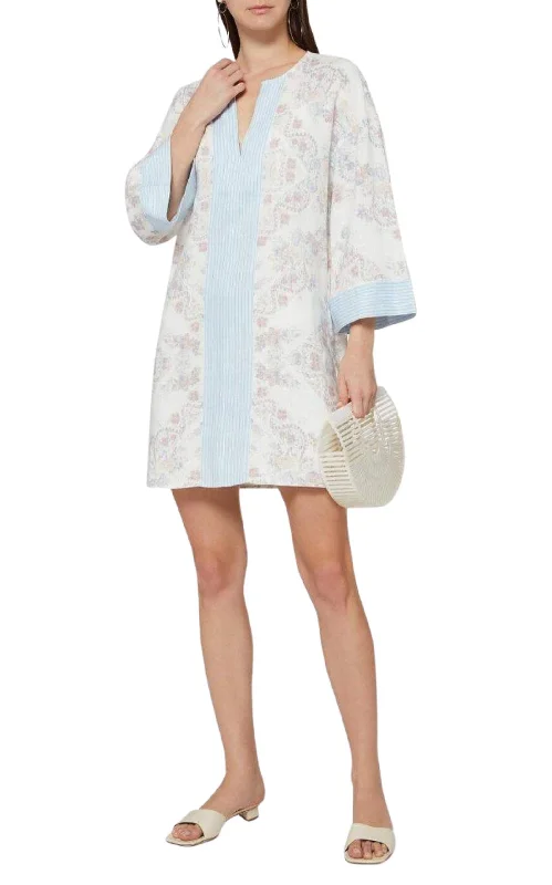 Contrast Trim Floral Print Tunic Dress