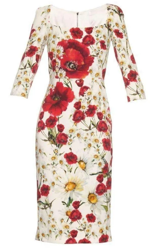 Daisy and Poppy Print Silk Blend Dress