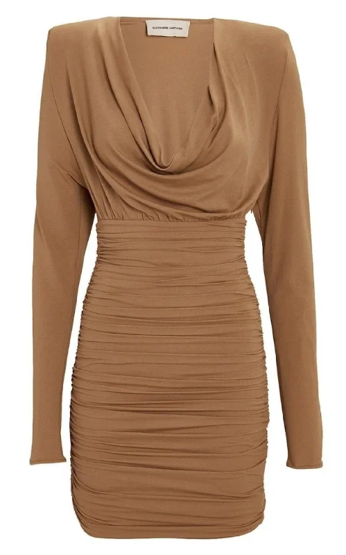 Draped Jersey Cowl Neck Mini Dress