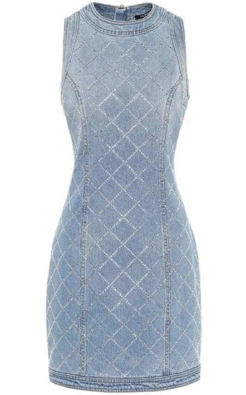 Embellished Denim Mini Dress