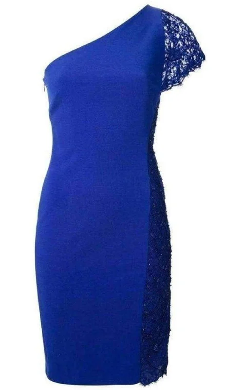 Cobalt Blue One Shoulder Silk Blend Dress