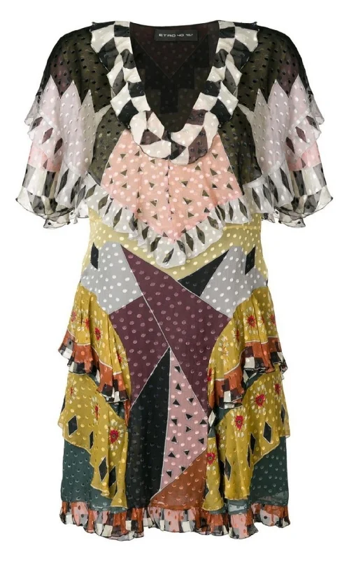 Geometric Print Silk Dress