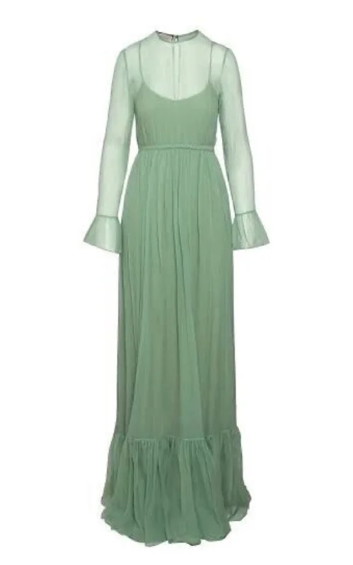 Green Chiffon Silk Dress