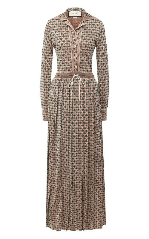 Gucci Long Square G Lamé Dress