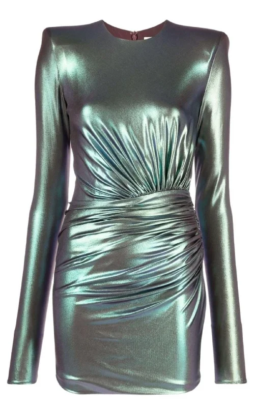 Iridescent Mini Ruched Dress