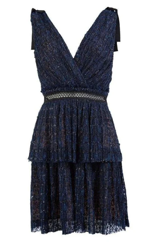 Navy Metallic Pattern Dress