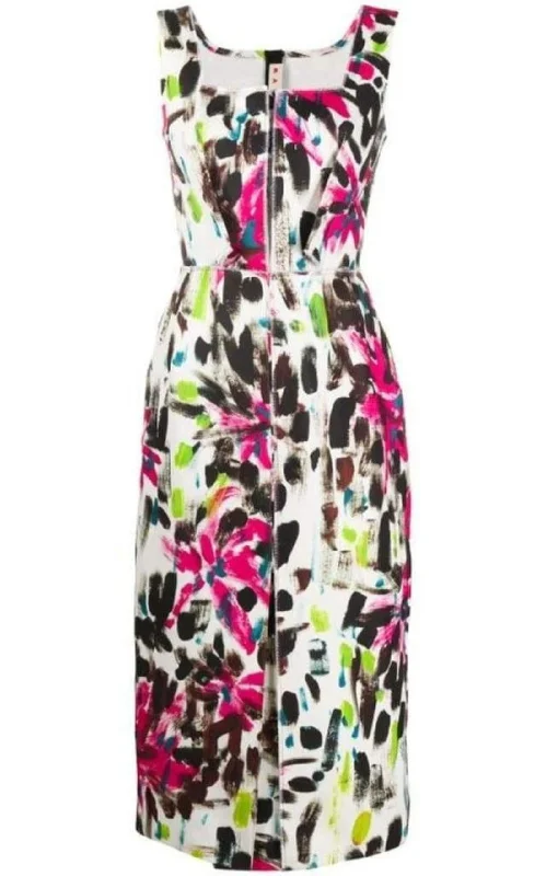 Paintbrush Print Cotton Dress