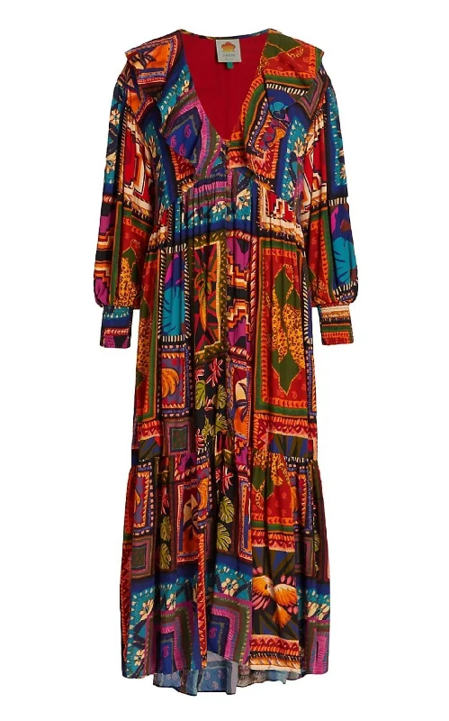 Patchwork Tapestry Ankle Maxi Dress