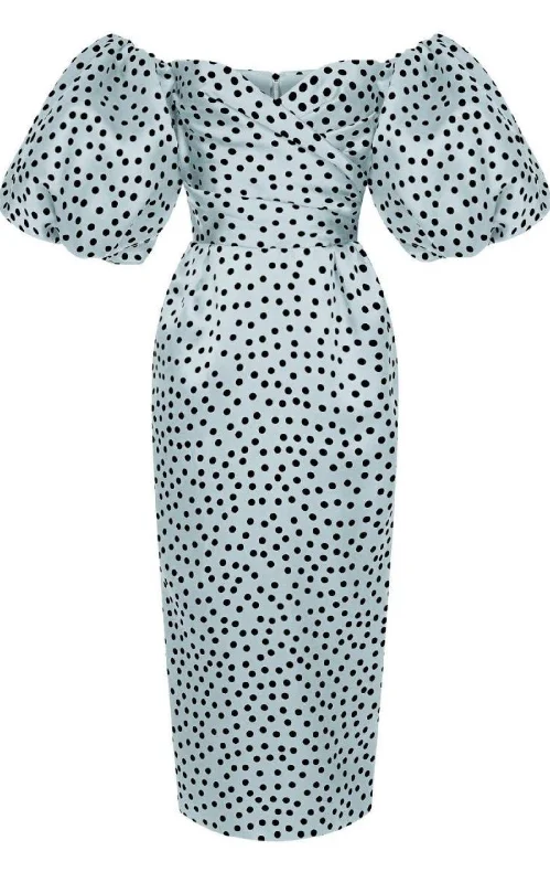 Polka-Dot Silk Organza Off-The-Shoulder Midi Dress