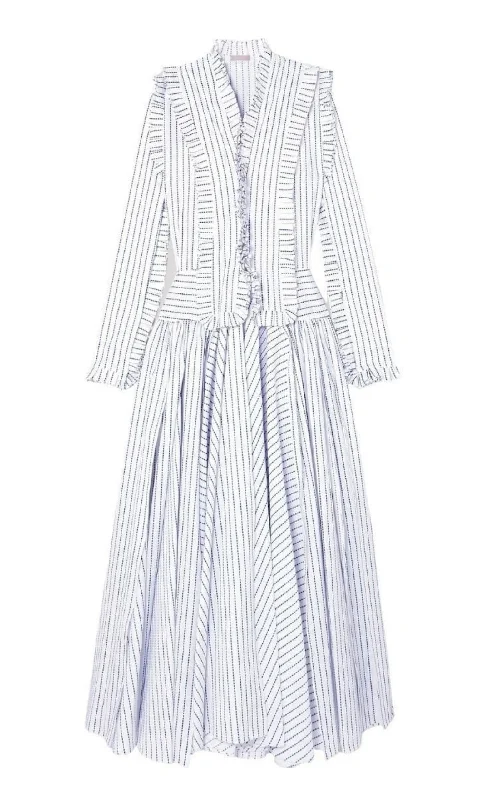 Ruffled Striped Cotton Maxi Dress