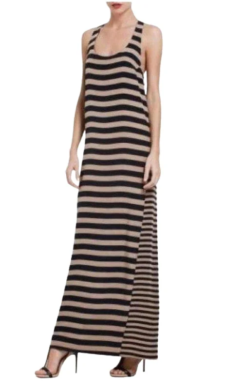 Sara Silk Tank Full Length Striped Silk Dress