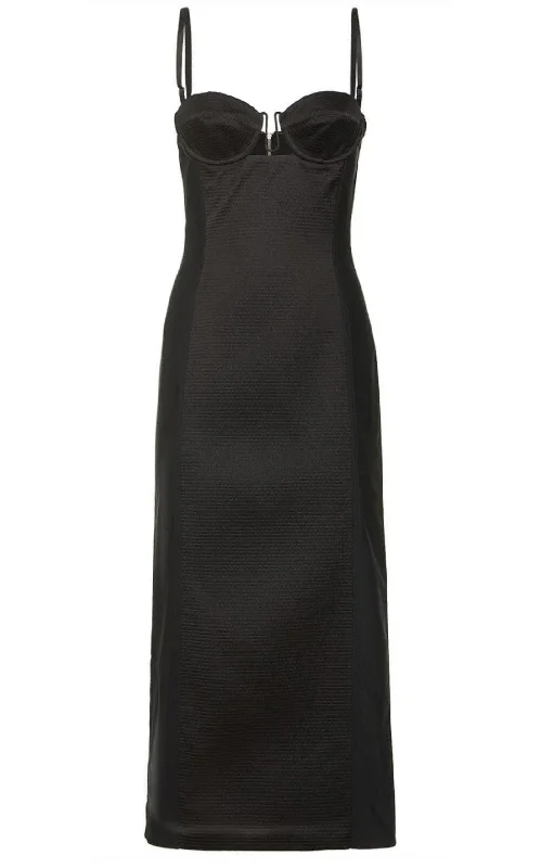 Silk Duchesse Mid-length Dress In Black