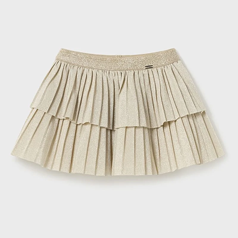 Beige Pleated Overlay Skirt