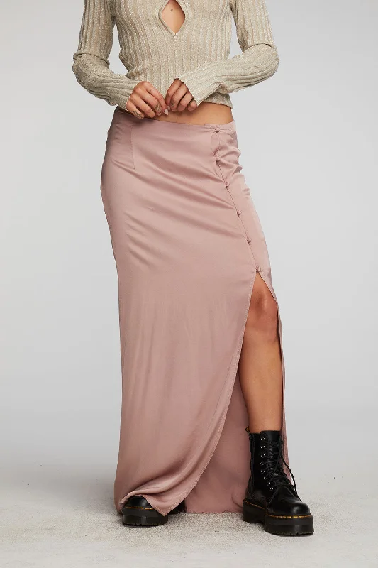 Stretch Silky Woven Midi Skirt