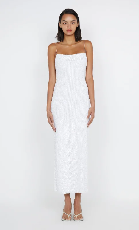 AALIYAH SEQUIN MAXI DRESS - WHITE