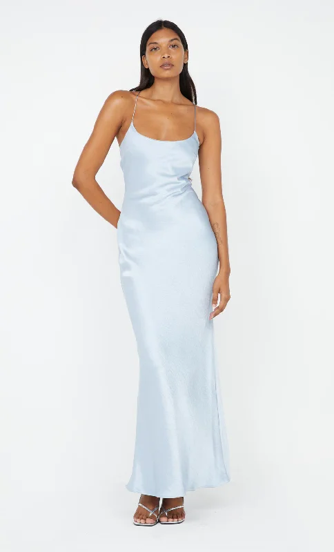 ALLEGRA TIE MAXI DRESS - DUSTY BLUE