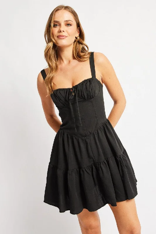 Black Fit And Flare Dress Mini