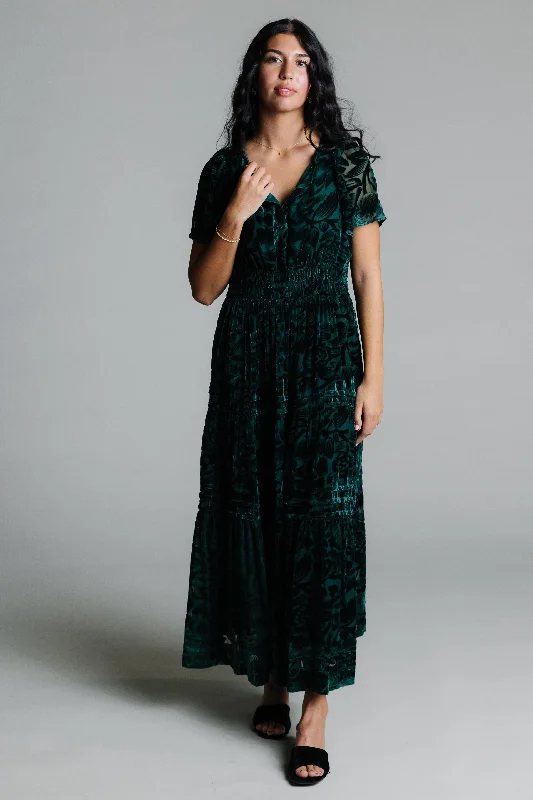 Brass & Roe Emerald Velvet Maxi Dress