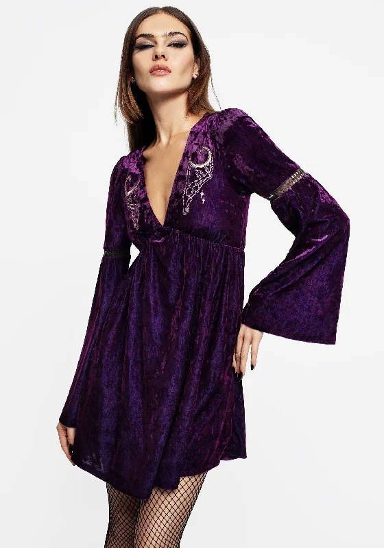 Heartache Crushed Velour Lace Mini Dress