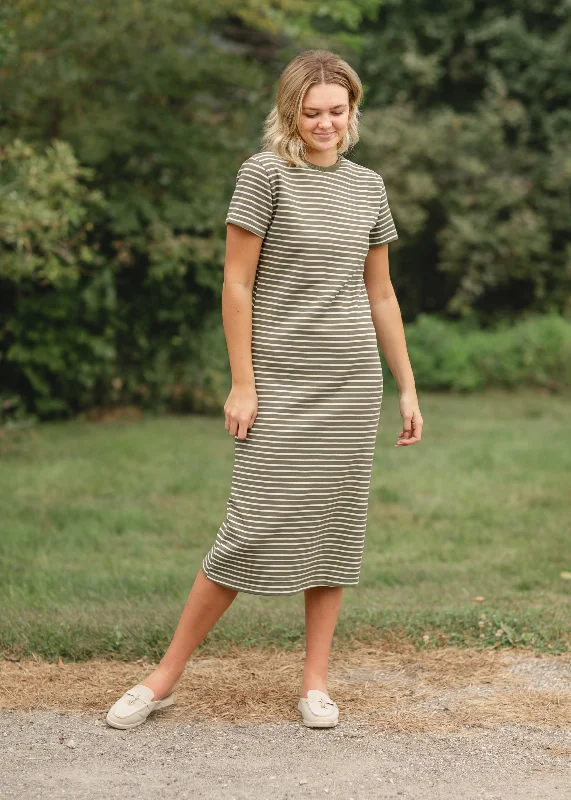 Knit Short Sleeve Striped Maxi Dress - FINAL SALE