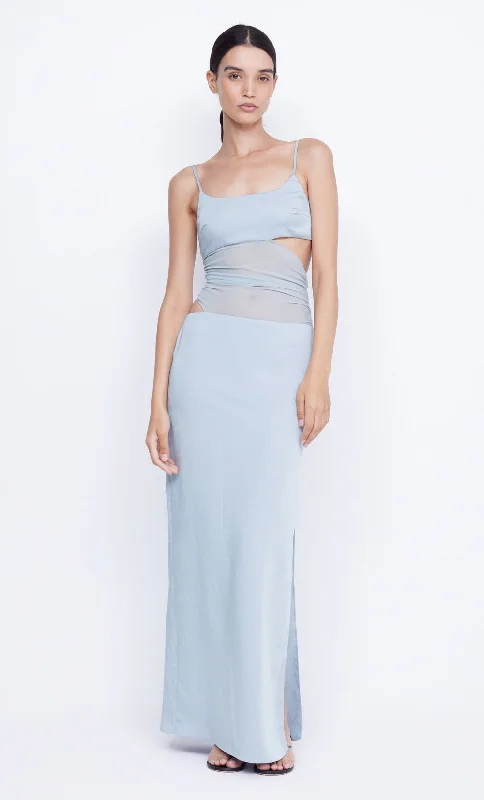 MARI LOU ASYM MAXI DRESS - DOVE BLUE