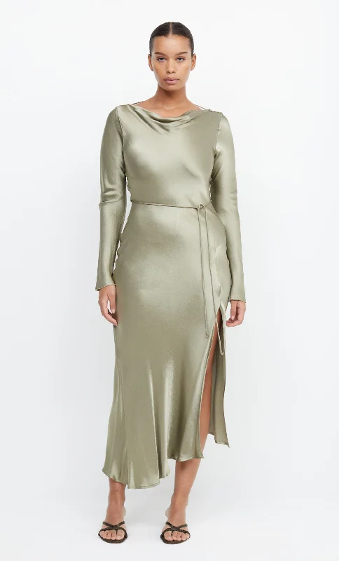 MOON DANCE LONG SLEEVE MAXI DRESS - SAGE