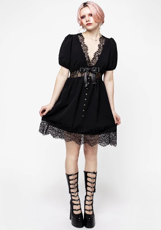 Mortuary Lace Button Up Mini Dress