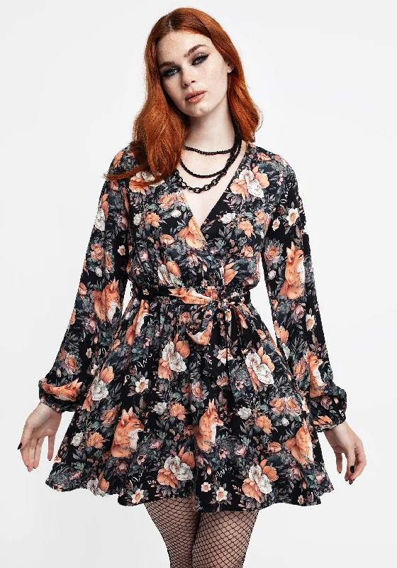 Reynard Fox Floral Mini Wrap Dress