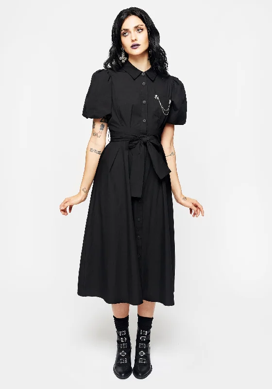 Skeleton Collar Midi Shirt Dress