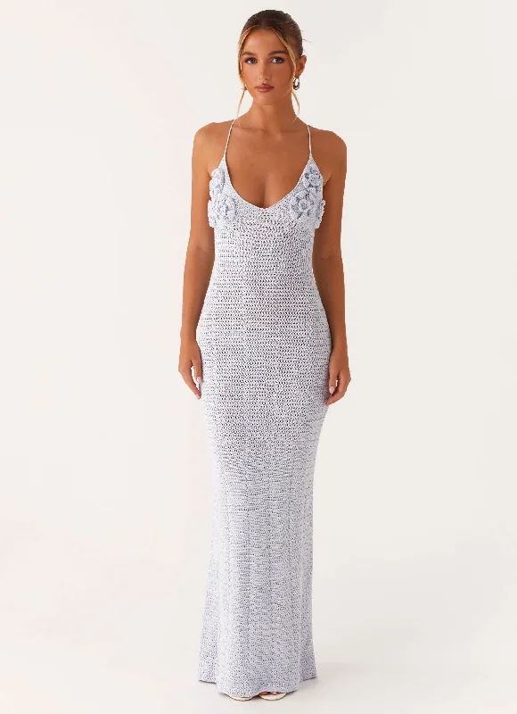 Zara Rose Crochet Maxi Dress - Blue